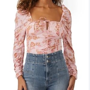 NWT! FREE PEOPLE Hilary Printed Top in Pink